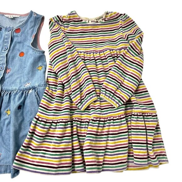 Mini Boden LOT BUNDLE 2 Dresses Embroidered Stripe Colorful Stars size 6-7 - Picture 2 of 10